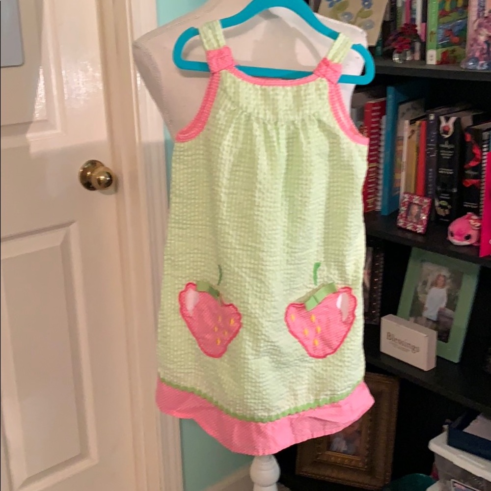 Specialty Girl seersucker strawberry dress